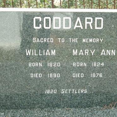 GODDARD William 1820-1890 &amp; Mary Ann 1824-1876
