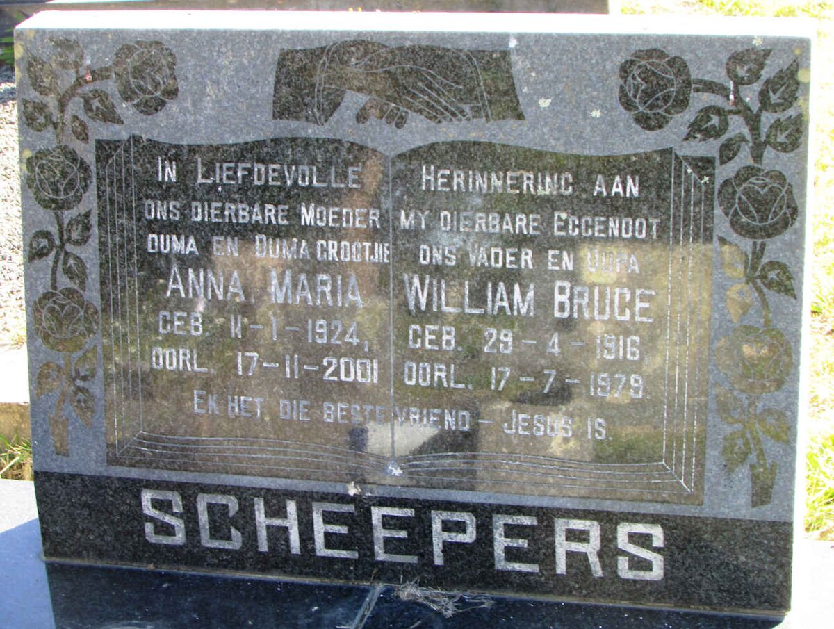 SCHEEPERS William Bruce 1916-1979 &amp; Anna Maria 1924-2001