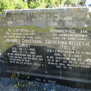 SCHEEPERS Johannes Christiaan 1902-1980 &amp; Catherina Helletje V.D. WESTHUIZEN 1900-1987