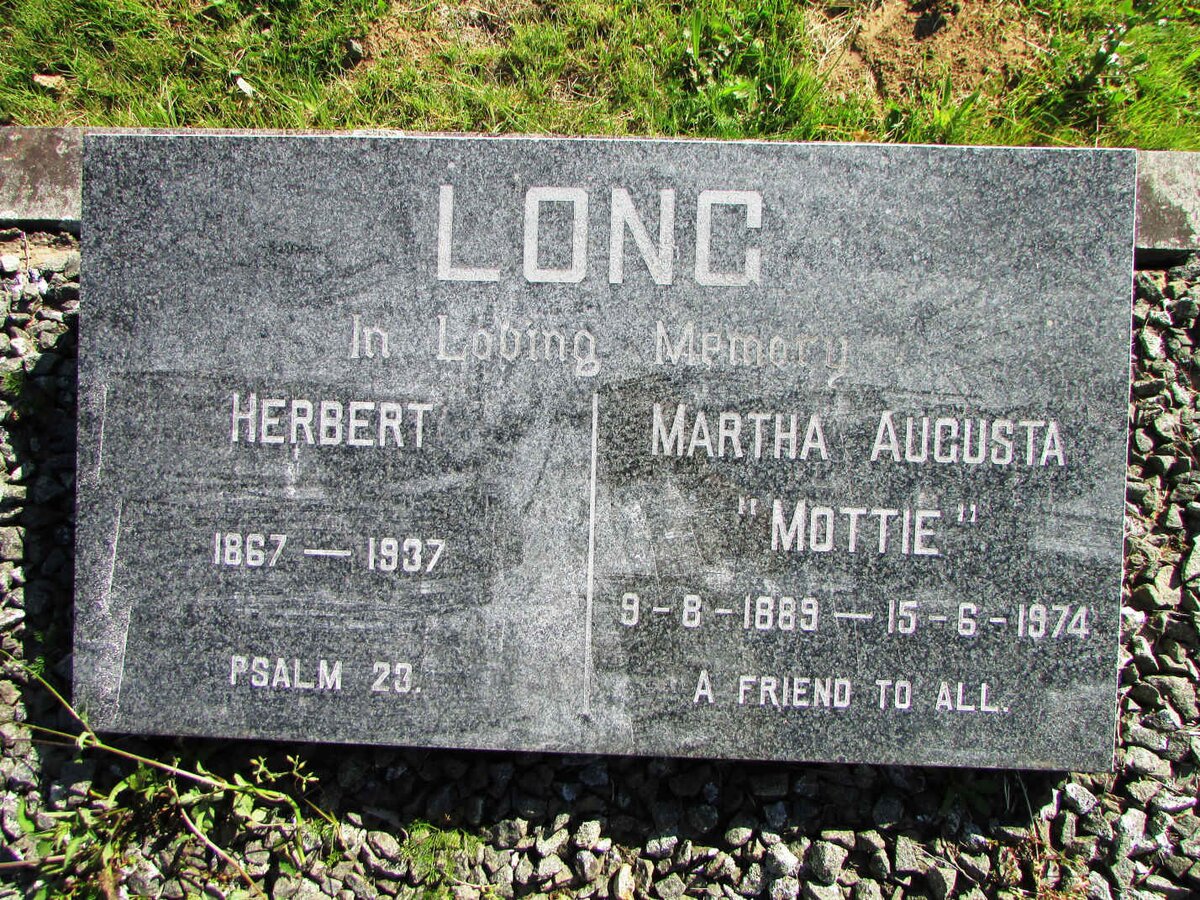 LONG Herbert 1867-1937 &amp; Martha Augusta 1889-1974