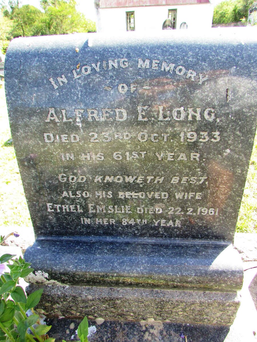 LONG Alfred E. -1933 &amp; Ethel EMSLIE -1961