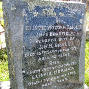 EMSLIE Cliffie Holden nee BRADFIELD -1932 :: EMSLIE Cliffie Norman -1917