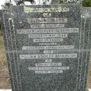 BERRINGTON William Stanley -1956 &amp; Alison Mary -1944