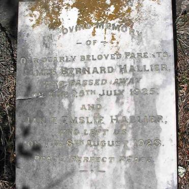 HALLIER James Bernard -1925 &amp; Janie Emslie -1928