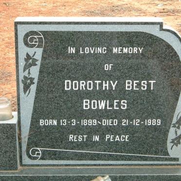 BOWLES Dorothy Best 1899-1989