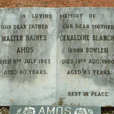 AMOS Walter Baines -1953 &amp; Geraldine Blanche BOWLES -1960