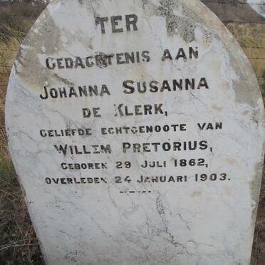 PRETORIUS Johanna Susanna nee DE KLERK 1862-1903