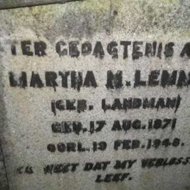 LEMMER Martha M. nee LANDMAN 1871-1948