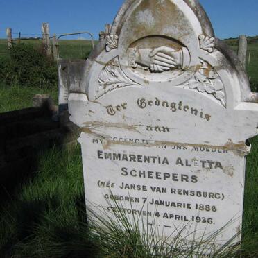 SCHEEPERS Emmarentia Aletta nee JANSE VAN RENSBURG 1886-1936