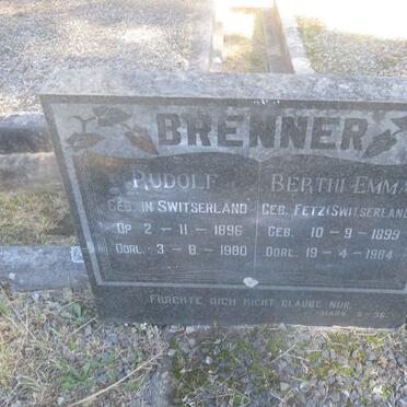 BRENNER Rudolf 1896-1980 &amp; Berthi Emma FETZ 1899-1964