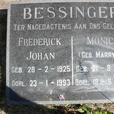 BESSINGER Frederick Johan 1925-1993 &amp; Monica MARRYATT 1925-1973