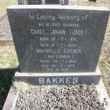 BAKKES Carel Johan 1891-1973 &amp; Maybelle Esther LOBBAN 1893-1975
