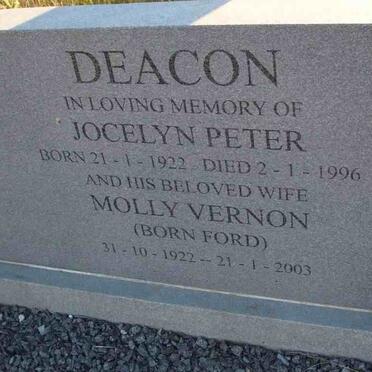 DEACON Jocelyn Peter 1922-1996 &amp; Molly Vernon FORD 1922-2003