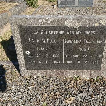 HUGO J.V.D.M. 1899-1959 &amp; Barendina Wilhelmina KRIEL 1898-1975