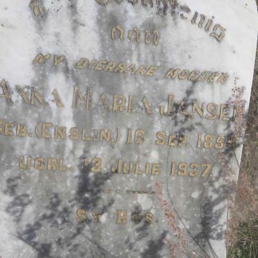 JANSEN Anna Maria nee ENSLIN 1854-1937