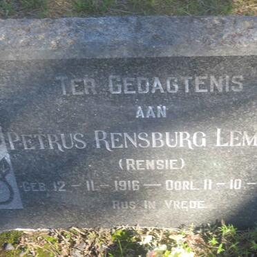 LEMMER Petrus Rensburg 1916-1967