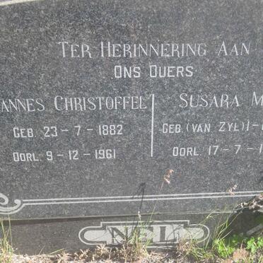 NEL Johannes Christoffel 1882-1961 &amp; Susara Maria VAN ZYL 1881-1951