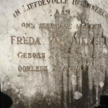 NIEKERK Freda, van 1851-1943