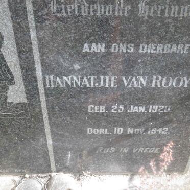 ROOYEN Hannatjie, van 1920-1942