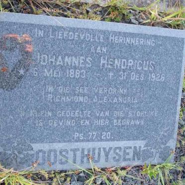 OOSTHUYSEN Johannes Hendricus 1883-1926