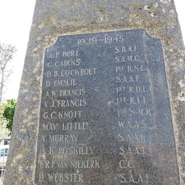 Eastern Cape, ALICE, Memorial WWI / WWII