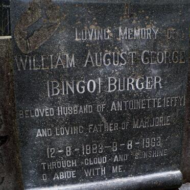 BURGER William August George 1883-1963
