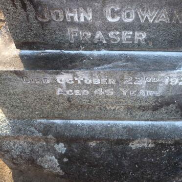 FRASER John Cowan -1926 &amp; Gladys Elizabeth 1882-1944