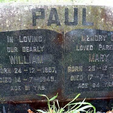 PAUL William 1857-1949 &amp; Mary 1860-1945