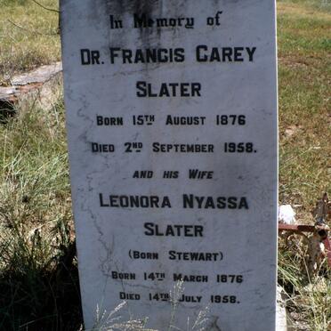 SLATER Francis Carey 1876-1958 &amp; Leonora Nyassa STEWART 1876-1958