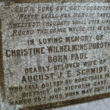 SCHMIDT Christine Wilhelmine Dorothea nee PAUL -1856-1905
