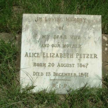 PETZER Alice Elizabeth 1867-1941