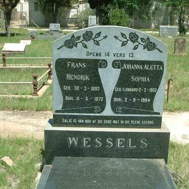 WESSELS Frans Hendrik 1893-1972 &amp; Johanna Aletta Sophia LOMBARD 1902-1994