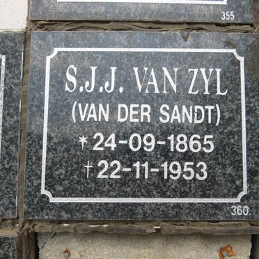 ZYL S.S.J., van nee VAN DER SANDT 1865-1953