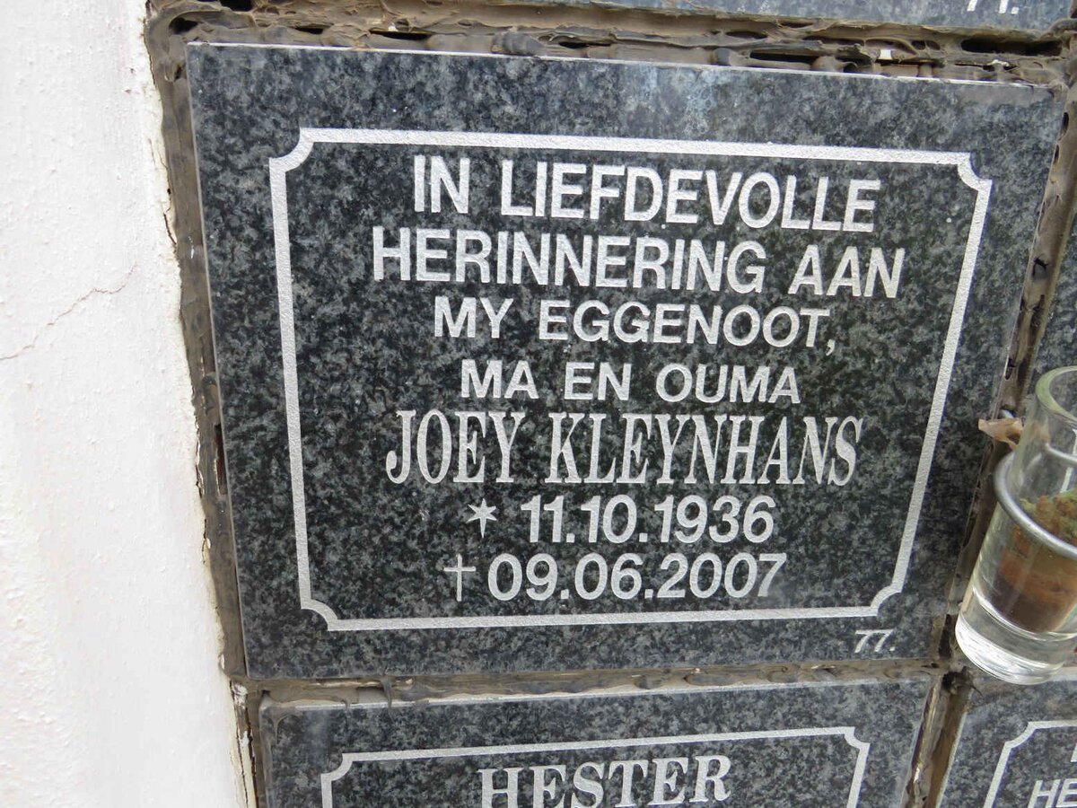 KLEYNHANS Joey 1936-2007