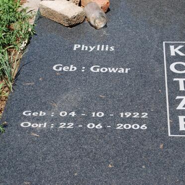KOTZE Phyllis nee GOWAR 1922-2006