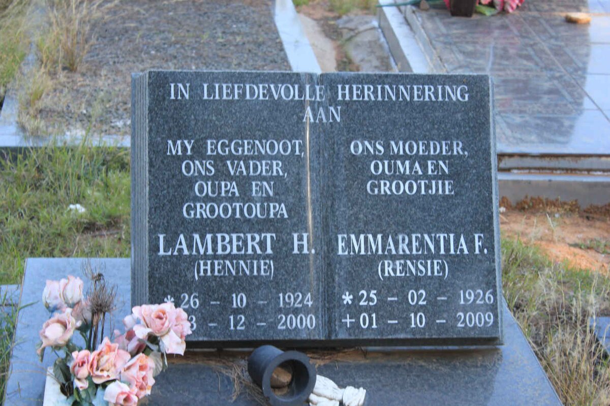 KLERK Lambert H., de 1924-2000 &amp; Emmarentia F. 1926-2009