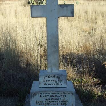 WET Mary Ann, de nee BURNET 1843-1915