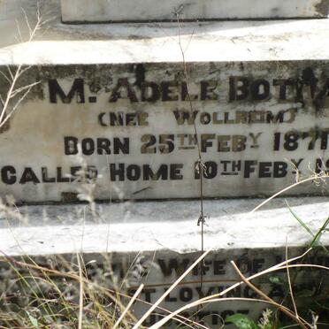 BOTHA M. Adele nee WOLLHEIM 1871-1906