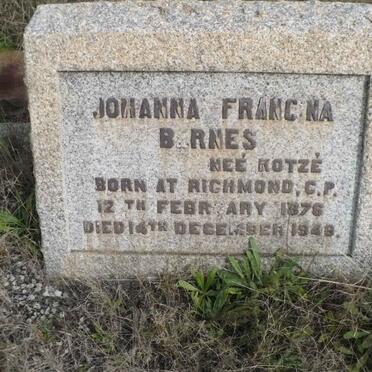 BARNES Johanna Francina nee KOTZÉ 1876-1948