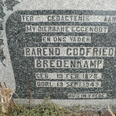 BREDENKAMP Barend Godfried 1878-1949