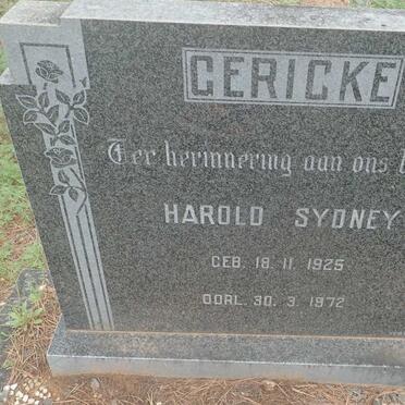 GERICKE Harold Sydney 1925-1972