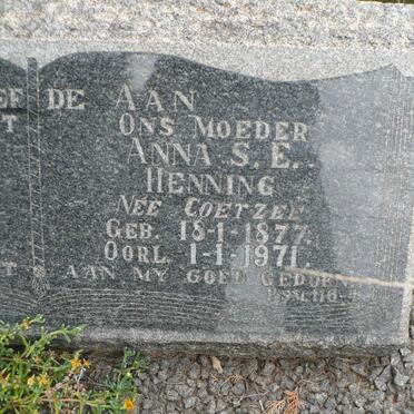 HENNING Jacobus N. 1872-1946 &amp; Anna S.E. COETZEE 1877-1971