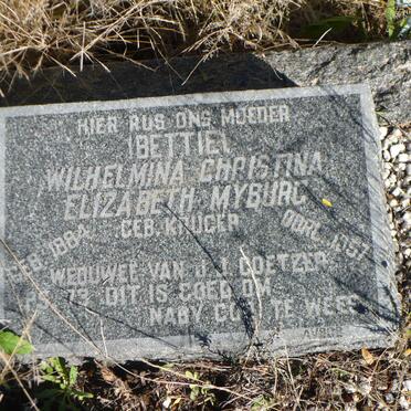 MYBURG Wilhelmina Christina Elizabeth voorheen COETZER nee KRUGER 1884-1957