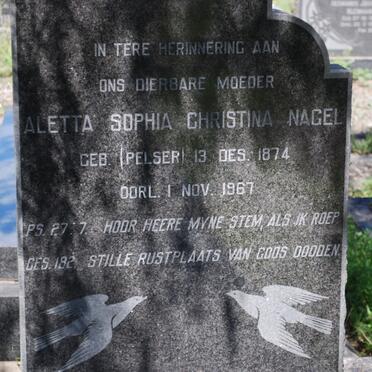 NAGEL Aletta Sophia Christina nee PELSER 1874-1967