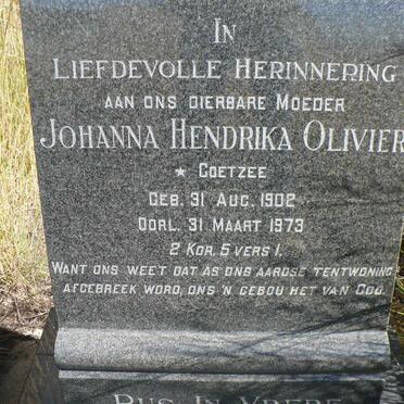 OLIVIER Johanna Hendrika nee COETZEE 1902-1973