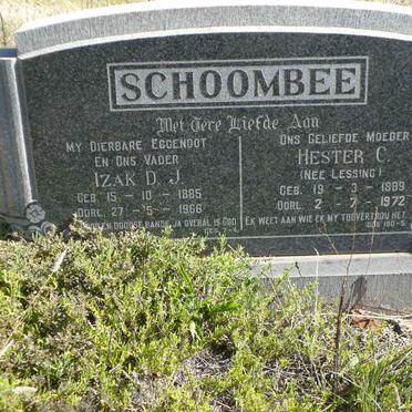 SCHOOMBEE Izak D.J. 1885-1966 &amp; Hester C. LESSING 1889-1972