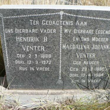 VENTER Hendrik B. 1888-1972 &amp; Magdalena Johanna KRUGER 1880-1964