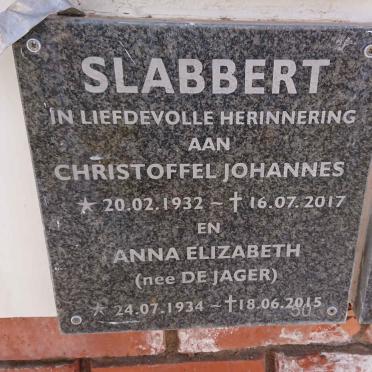 SLABBERT Christoffel Johannes 1932-2017 &amp; Anna Elizabeth DE JAGER 1934-2015