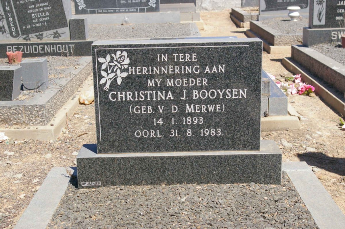 BOOYSEN Christina J. nee V.D. MERWE 1893-1983