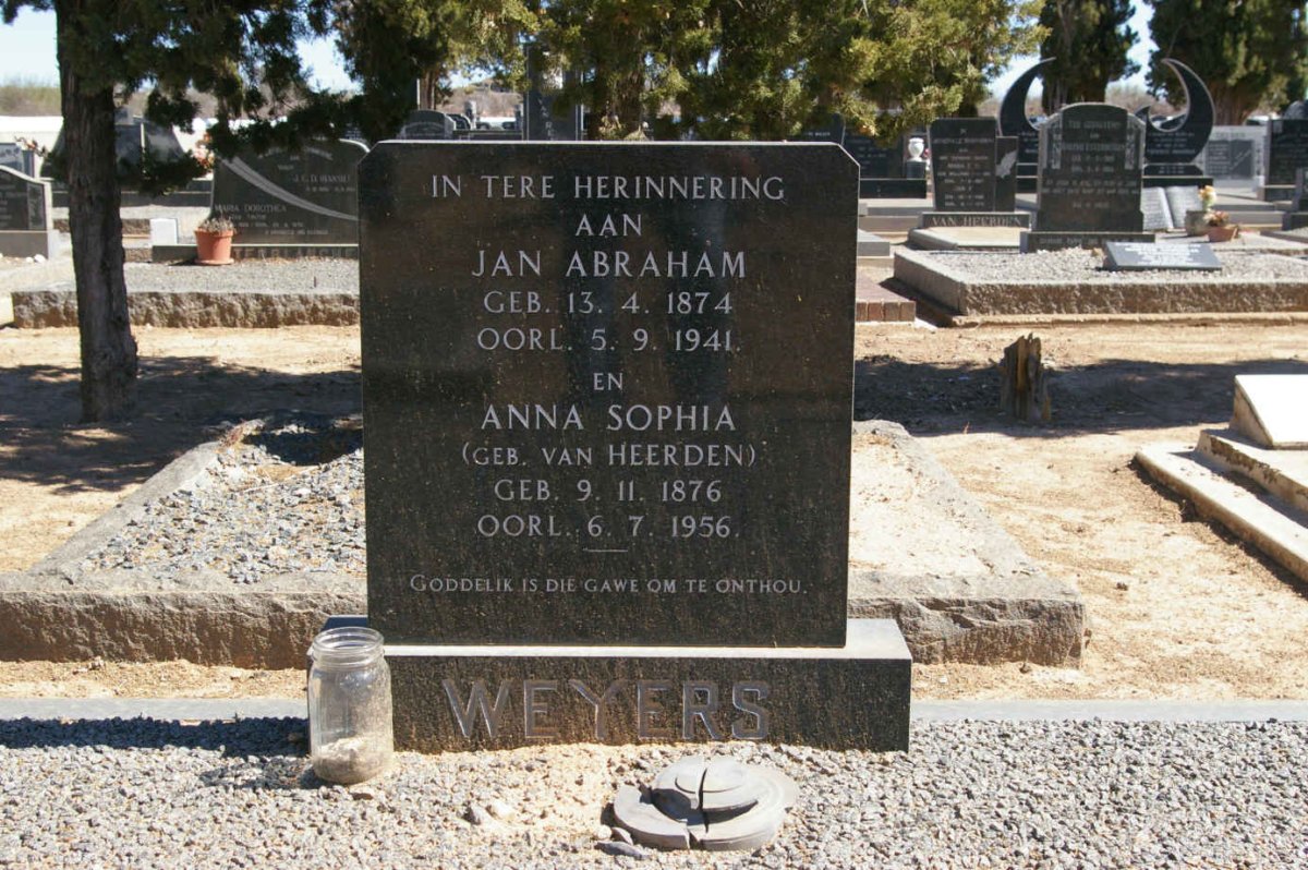 WEYERS Jan Abraham 1874-1941 &amp; Anna Sophia VAN HEERDEN 1876-1956